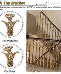 Tilt Top Bracket for Reliable Adjustable Stair Railing Columns Built Tough For Home Upgrades, shown on staircase.