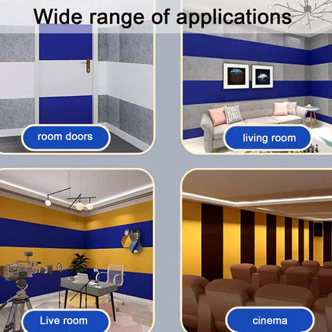Next Level Acoustic Foam Panels Deliver Heavy Duty Sound Absorption With Premium Fabric Wrapped Design And High Density Build Great For Soundproofing Walls And Creating A Chill Vibe In Any Studio Or Home Setup Using White Foam Boards in a living room setting.