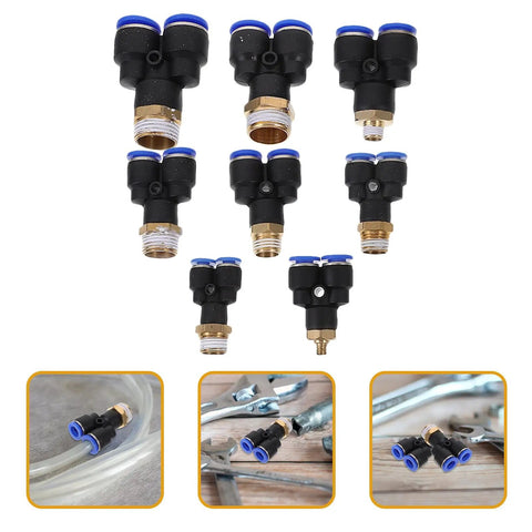 Top Tier 16 Piece Air Hose Connector Fitting Kit Made With Tough Abs And Copper For Fast Push-To-Connect Setup On Any Air Compressor Or Pressure Washer Job, black ABS and copper fittings