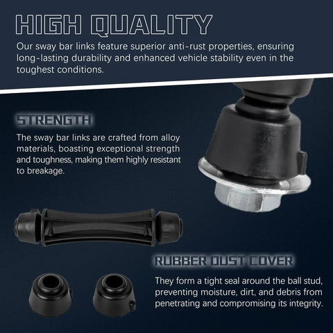 Front Sway Bar Link Kit For 2007 To 2016 Chevy Tahoe Avalanche Silverado 1500 Suburban And GMC Sierra 1500 Yukon Yukon XL Escalade Front Stabilizer Links Replacement K700432 25918049 5608020 K700538, alloy link with rubber dust cover