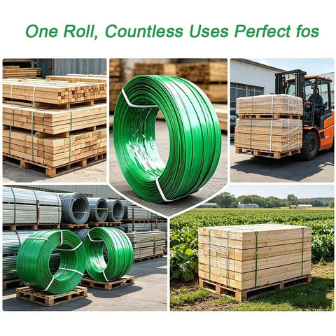 Heavy Duty Strapping Tape Rolls And Flat Woven Fiber Rope Set For Packing And Securing Heavy Items on pallets in shipping yard