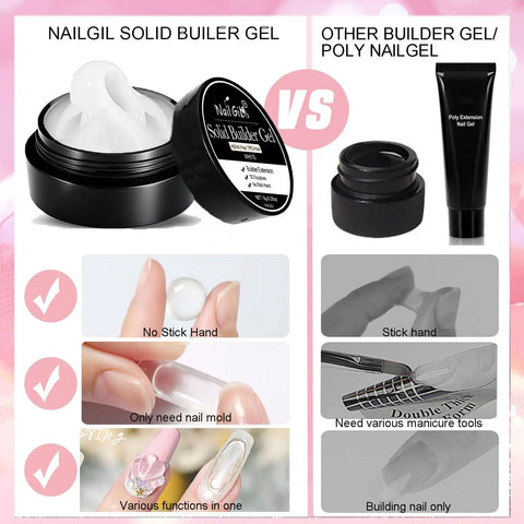 3D Gel For Nail Art Builder Kit All In One Nail Extension Gel Set Non Sticky HEMA Free MMA Free with jars and silicone pen