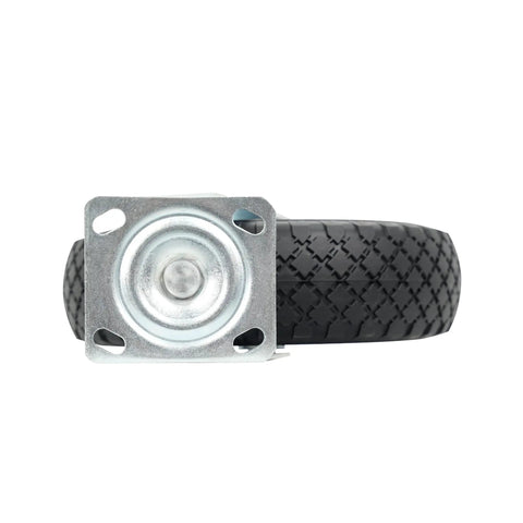 12 Inch Flat Free Foam Filled Rubber Swivel Caster Is Tough As Nails With 330 Lb Capacity showing metal mount and knobby tread.