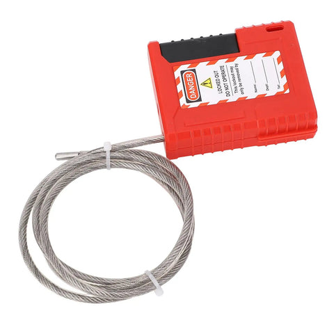 Lockout Tagout Cable Lock 1m Adjustable Stainless Steel Cable Padlock with red body for industrial safety