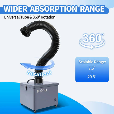 Powerful Solder Fume Extractor with 240 Cubic Meters Per Hour Suction and 120W Brushless Motor hose detail