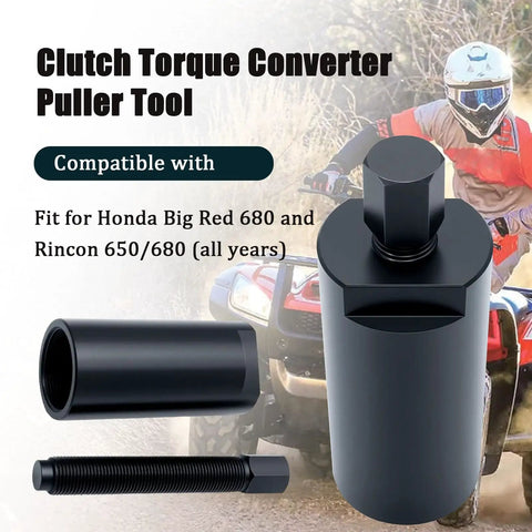 Clutch Torque Converter Puller Tool 07933-HA8000 for Honda Big Red 680 and Rincon 650/680, shown with parts on ATV background