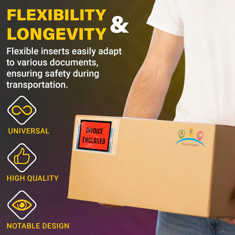 Top Shelf 4x5 Packing List Envelopes With Red Invoice Face and Easy Peel Seal Closure on a cardboard box during shipping.