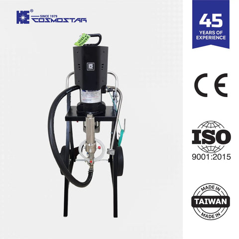Straight Up Heavy Duty Pneumatic Airless Sprayer With 4600 Psi Max Pressure Delivering Badass Performance For Paint Projects on a cart.