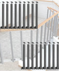 Heavy Duty Square Metal Stair Railing Balustrade Kit For Decks And Porches Featuring Dead Simple Central Axis Install showing modular metal uprights.