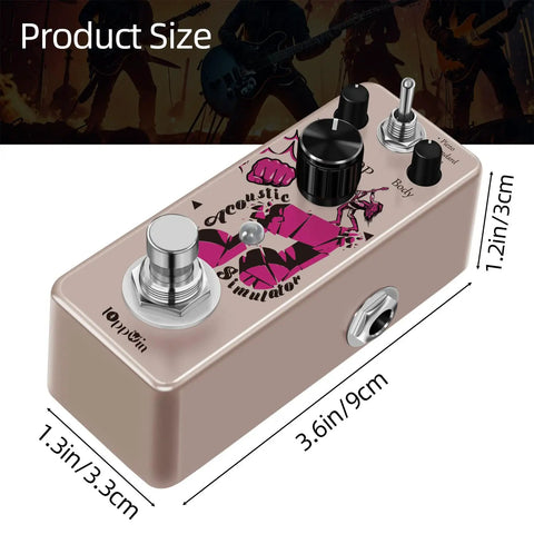 Electric To Acoustic Guitar Simulator Pedal With 3 Cabinet Modes Piezo Standard Jumbo Sturdy Metal Housing And True Bypass