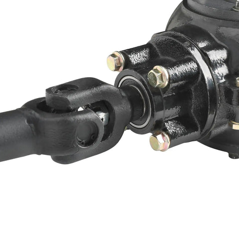 Close-up of Four Wheel Drive 720mm 6 Tooth Drive Shaft For ATV UTV Go Kart Quad Buggy DIY Rear Drive Transmission Axle And Differential Case Housing Gearbox Heavy Duty Off Road Ready Replacement Part showing connection