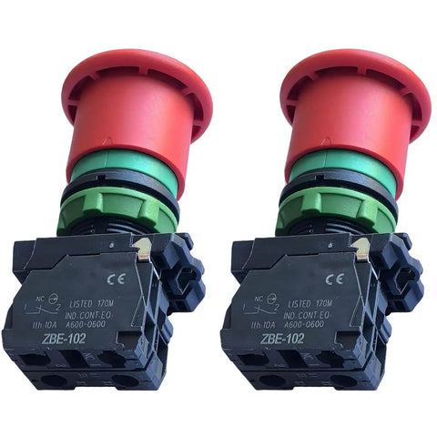 Premium Heavy Duty Emergency Stop Button For Scissor Lifts With No Sweat Setup And Built Darn Tough Housing, side view of two switches.