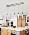 5 Light Pendant Ceiling Light Fixture For Kitchen Island With Crystal Bubble Beads, sleek modern style in kitchen setting