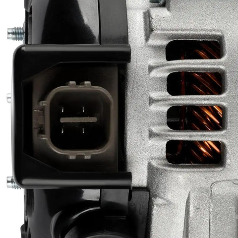 Close-up of High Output 150 Amp Alternator Replacement For Toyota Sienna 2007-2016 showing connector and housing details