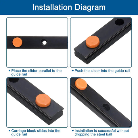 Installation diagram for Two Pack 350mm Linear Guide Rails For MGN12H Carriage Block Bearing Steel Guideway For DIY 3D Printers And CNC Machines