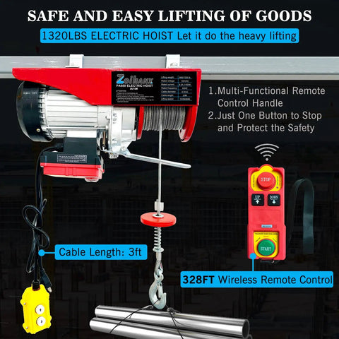 Handle Heavy Lifting Jobs Like A Pro With This Two In One Electric Hoist featuring dual remotes and 3ft wired control.