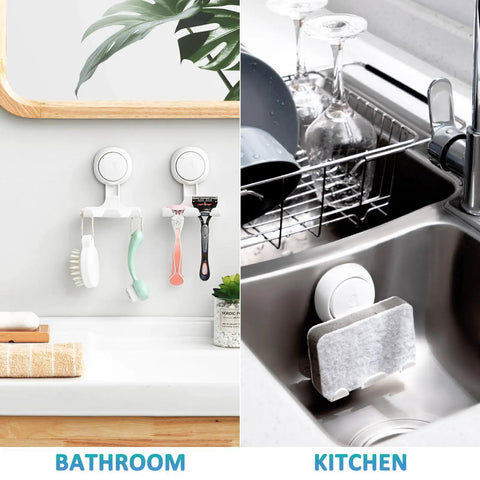 Two Pack Suction Cup Razor Holder For Shower And Bathroom Organizer No Drill Easy Install Strong Suction Wall Hooks for Bathroom and Kitchen Use
