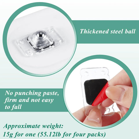 Close-up of 48 Pack Self Adhesive Caster Wheels for Kitchen Appliances and Furniture, highlighting steel ball and adhesive backing.