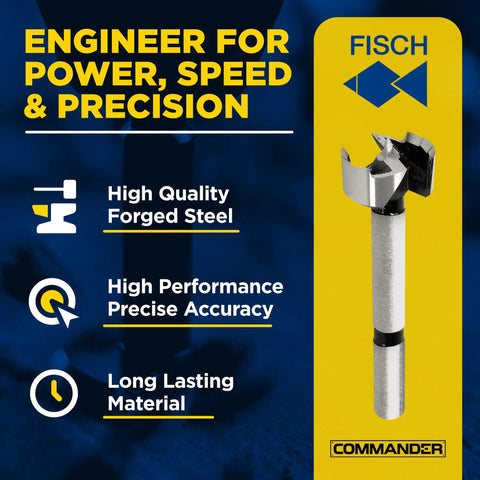 Wave Cutter Forstner Bit Set 7-Piece for Woodworking with Splinter-Free Cutting and Pro Grade Drills image, showing high quality forged steel bit