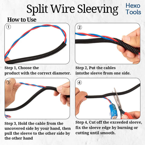 Step-by-step guide using 30 Feet Flame Retardant Split Wire Loom Tubing One Quarter Inch Inner Diameter Black Cable Sleeve Protectors