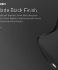 Matte black finish detail of the Gibson Eco-Performance Pressure Balancing Showerhead With Matte Black Finish Includes Shower Handle And Tub Spout Posi-Temp Valve Required M-PACT Valve Compatible Modern Bath Upgrade