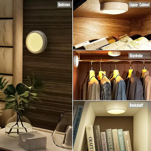 Color Changing LED Puck Lights With Remote, 6 Pack Stick On Battery Powered Under Cabinet Lighting in various settings