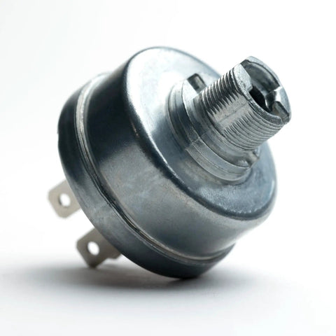 HD Switch Ignition Key Replacement With Dual Protection System For Lawn And Garden Gear, close-up of metal ignition switch.