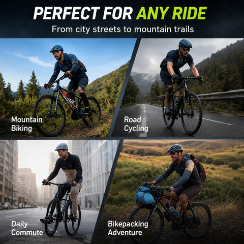 Cyclists using Ride Ready Waterproof Bike Handlebar Bag For Trek Allant Plus 8 Allant 7.4 And Alpha 2.3 in varied terrains