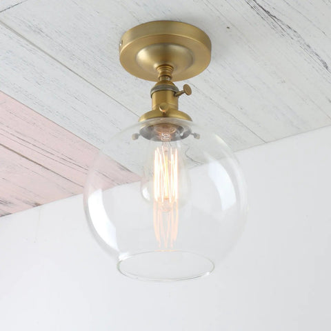 Retro Glass Globe Pendant Light One Light Ceiling Fixture With Rustic Charm And Retro Vibe, E26 Socket, 7.9 Inch Clear Globe