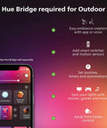 Hue Bridge control interface for Impress Outdoor Smart Wall Light With Color Ambiance LED, app features shown on smartphone screen