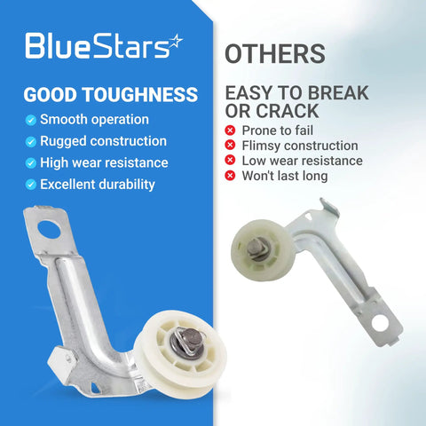 Comparison of durable BlueStars Dryer Idler Pulley Replacement For Whirlpool Maytag Kenmore Dryers Easy Install No Brainer