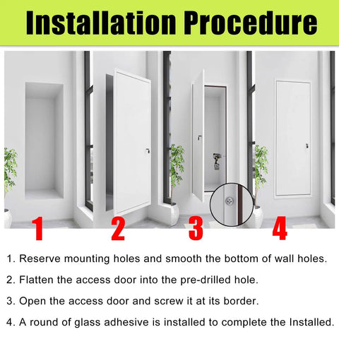 Installation procedure for Hella Tough Heavy Duty Matte Black Aluminum Drywall Access Panel With Secure Lockable Flush Mount Service Door.