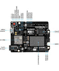 Uno R4 WiFi Starter Kit For Beginners That Plays Nice With Arduino IDE Includes 32 Bit Renesas RA4M1 Processor USB C Connectivity Built In WiFi And Bluetooth 8x12 LED Matrix Qwiic Connector For STEM Projects And Hands On Learning. black PCB board with USB-C, ESP32-S3-MINI, core chip, Qwiic and 8x12 LED matrix