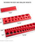 Red trays from Six Pack Magnetic Socket Organizer Set For 1/4, 3/8, And 1/2 Inch Drive Sockets, SAE And Metric Compatible.