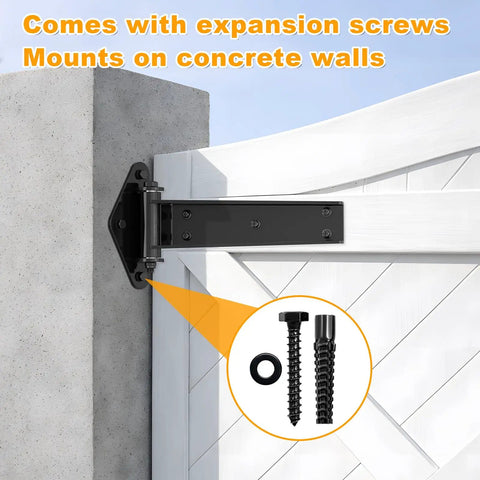 Heavy Duty Gate Hinges 13 Inch Solid Carbon Steel Bolt On Weld On Set Of 4 1100 Lbs Capacity for wooden or metal gates outdoors.