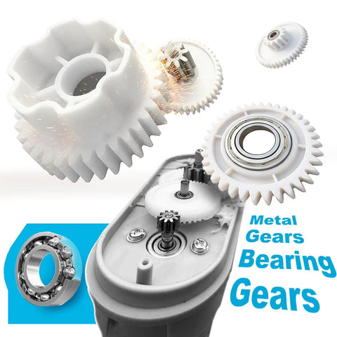 RS775 24V High Speed Motor With Gearbox For Power Wheels Upgrade showing metal gears and bearing gears