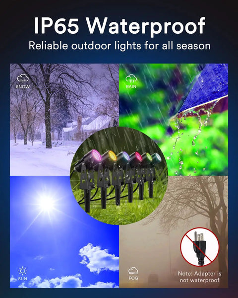 56Ft Smart Landscape Lights Waterproof 6 Pack Low Voltage RGBAIWW Color Changing Spotlight Outdoor Lights for all seasons.