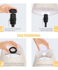 Installation steps for Bedside Table Lamps Set Of 2 With Dual USB Ports And Built In AC Outlet For Easy Nightstand Charging Fabric Shade.