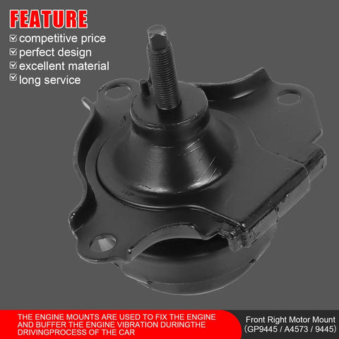 Heavy Duty Engine And Transmission Mount Set Fits Honda Element 2 Point 4 Liter Models showing front right motor mount with bolt.
