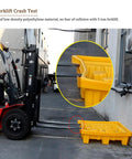 Heavy Duty Drum Spill Pallet With Drain For Garage And Shop Stackable Containment Tray in forklift crash test