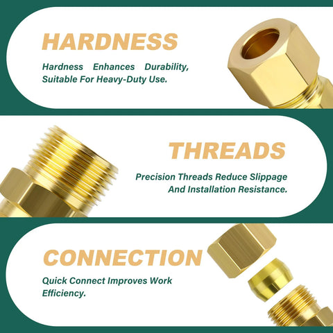 Goraguchi 3-piece brass compression tube couplers, 5/8 x 5/8 OD, for air/fuel/water/gas/oil