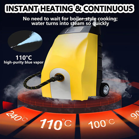 EpyGnom Commercial High Pressure Steam Cleaner 3.5L Tank 230°F Fast Heating With Ozone, showcasing blue vapor at 110°C.