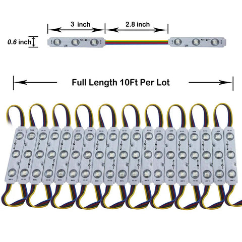 Ultra Bright Dope 200 Pack 12V RGB LED Modules 5050 SMD Color Changing Lights 100ft Waterproof IP65 set layout diagram