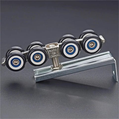 Heavy Duty Cold Rolled Steel Sliding Door Hardware Kit For Wooden Closets With Eight Smooth Rolling Wheels And Hangers Easy Glide Roller System