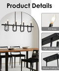 8 Light Black Rectangular Farmhouse Chandelier For Dining Room And Kitchen Island Modern Linear Pendant Light Over Table