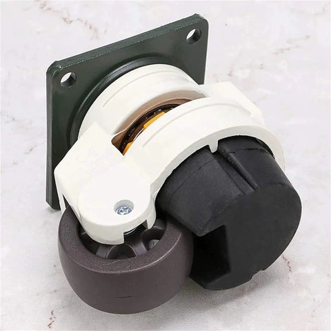 Heavy Duty Retractable Leveling Casters For Workbench Table And Commercial Vending Machine close-up view showing brown wheel and mounting plate.