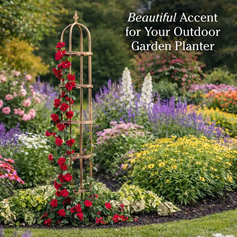 Metal Garden Obelisk Trellis For Climbing Plants Indoor Outdoor Use Powder Coated Steel Built To Last In All Weather