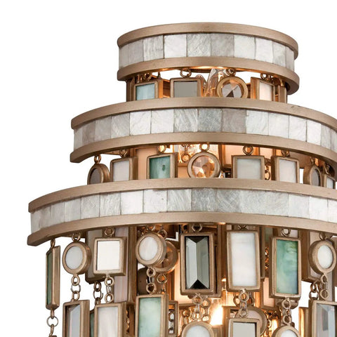 Top Shelf Three Light Wall Sconce Hand Crafted From Solid Iron Showcasing Sharp Crystal And Stainless Accents In A Polished Silver Finish close-up view of crystal and iron details.