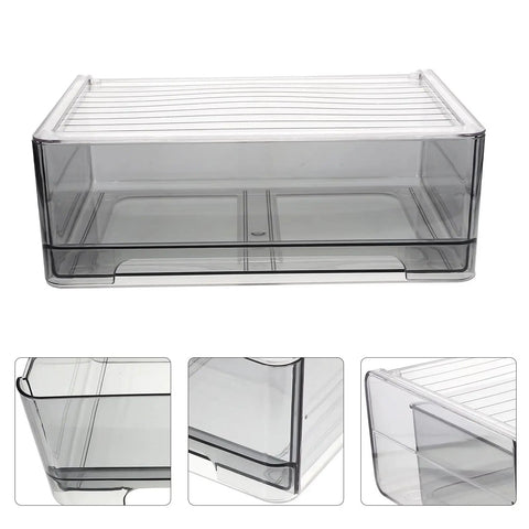 Total Breeze Pet Underwear Drawer Organizer Bin Non Slip Stackable Closet Storage Box Keeps Lingerie Neat And Portable Dresser Dividers Wear Resistant, grey PET bin view.
