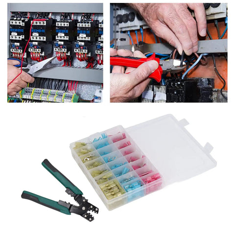 Check Out This Super Sweet Gavigain Crimping Tool Kit With Insulated Self Adapting Ratchet For Marine And Car Wiring Using 200 Premium Heat Shrink Butt Connectors To Save Time And Money On Any Electrical Job Today. Crimp tool kit with assorted heat shrink connectors, wire stripper and storage case